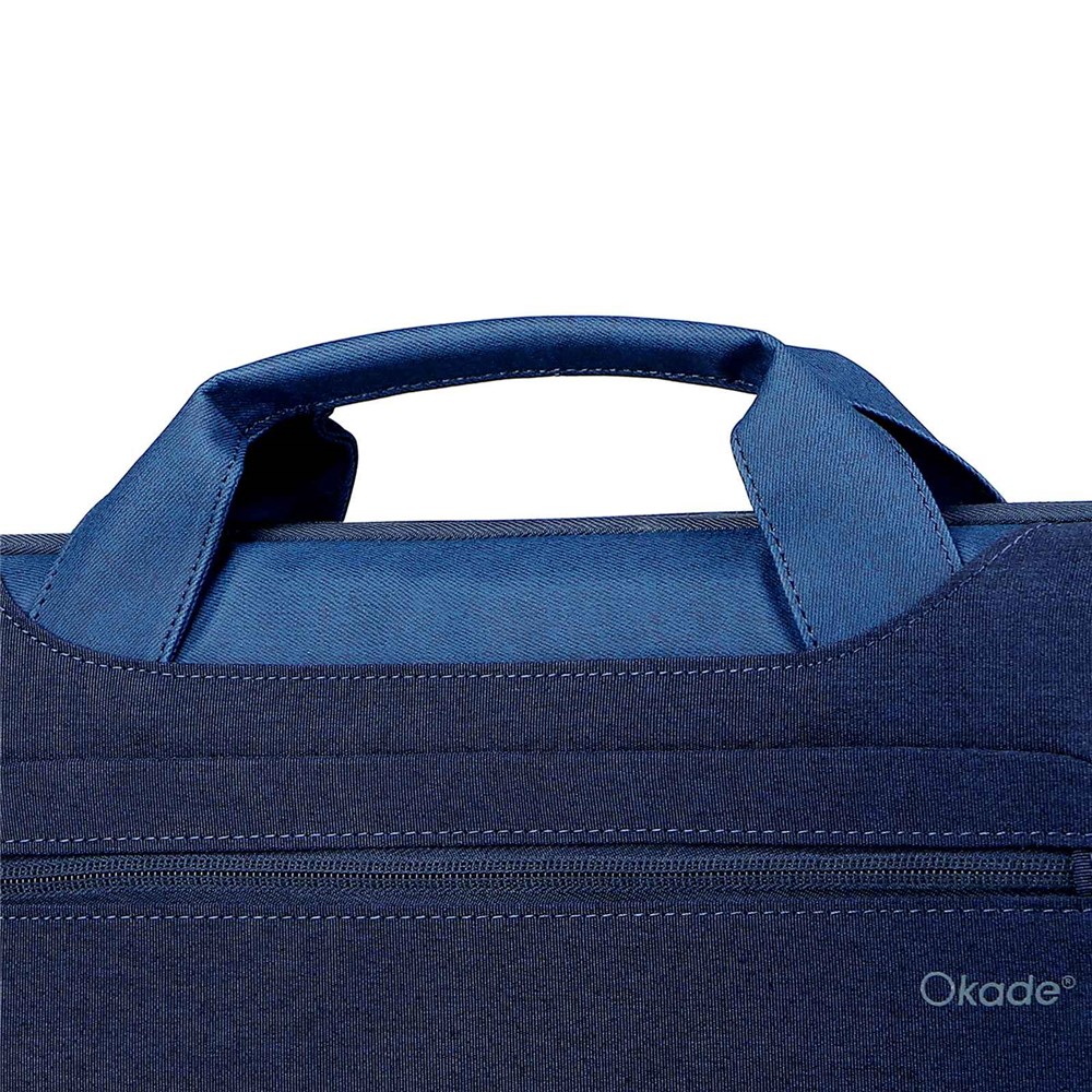 OKADE T62 Waterproof 13.3-14inch Laptop Handbag Shockproof Air Cushion Lining Protective Bag Notebook Storage Pouch (with Shoulder Strap) - Dark Blue-13