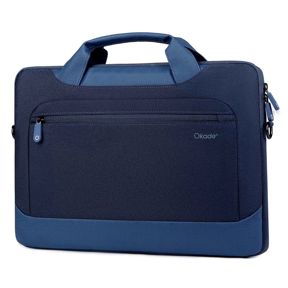 OKADE T62 Waterproof 13.3-14inch Laptop Handbag Shockproof Air Cushion Lining Protective Bag Notebook Storage Pouch (with Shoulder Strap) - Dark Blue-6