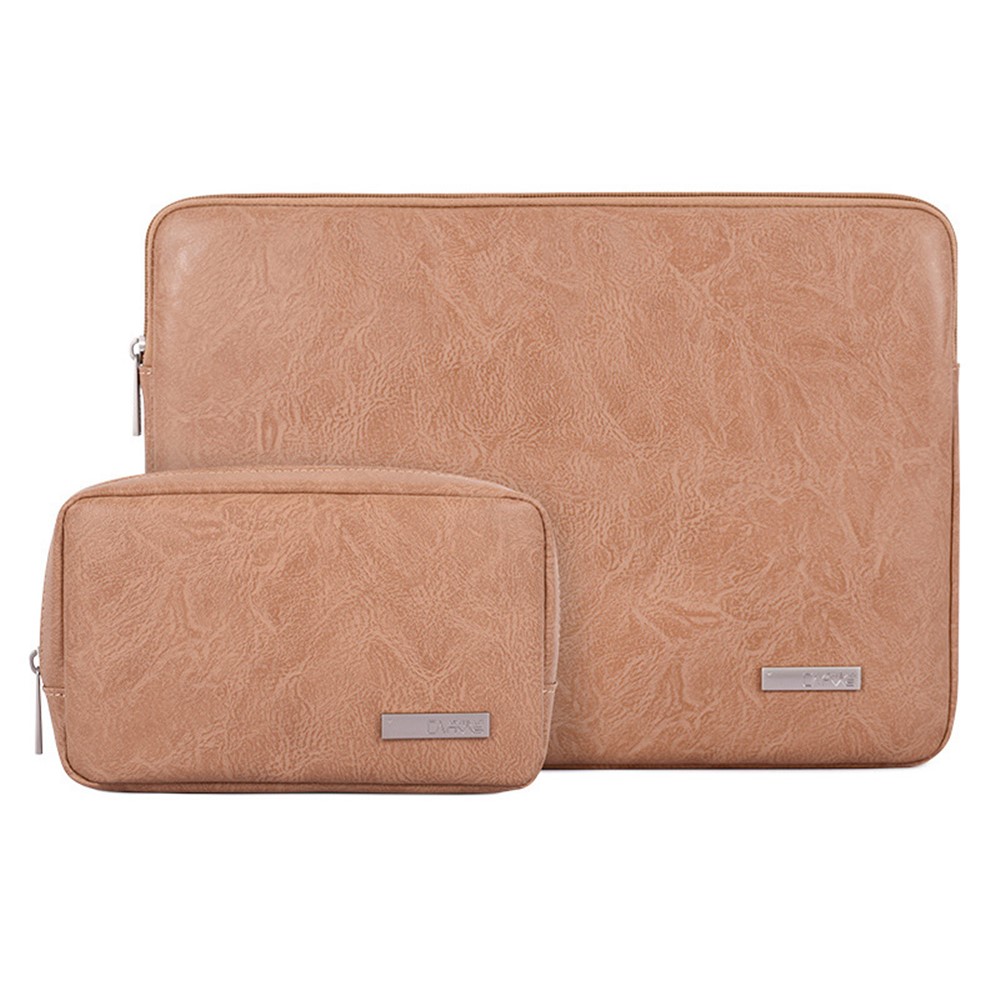 CANVASARTISAN L38-T0311 PU Leather Sleeve Bag for 11 inch Laptops Anti-Scratch Carry Case Notebook Portable Slim Case with Small Bag - Khaki-1