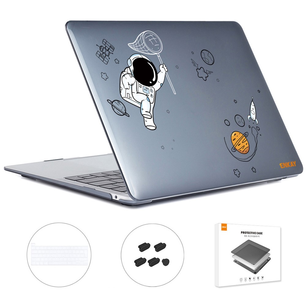 ENKAY HAT PRINCE for MacBook Pro 16 inch (2019) A2141 (EU Version) Laptop Cover Astronaut Pattern Hard Protective Case with Slim TPU Keyboard Film + Anti-dust Plugs - Astronaut No.2