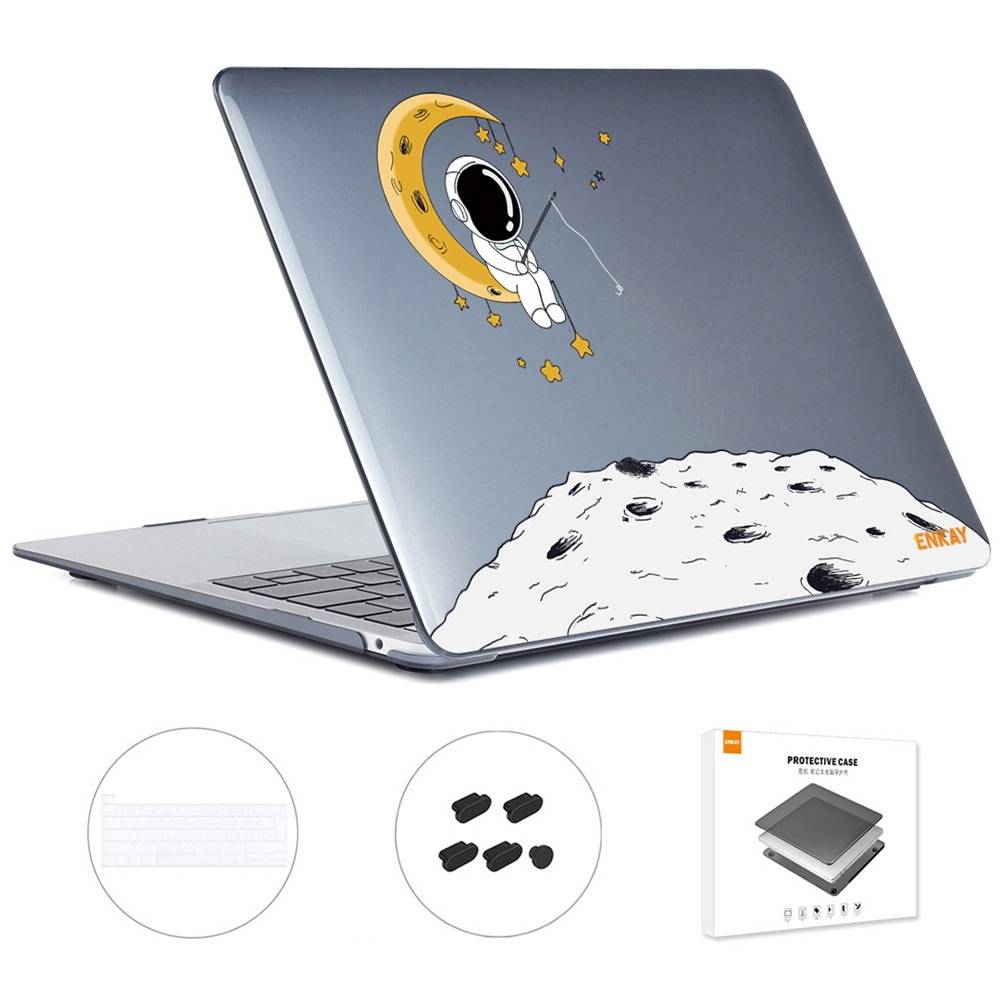 ENKAY HAT PRINCE for MacBook Pro 16 inch (2019) A2141 (EU Version) Laptop Cover Astronaut Pattern Hard Protective Case with Slim TPU Keyboard Film + Anti-dust Plugs - Astronaut No.3