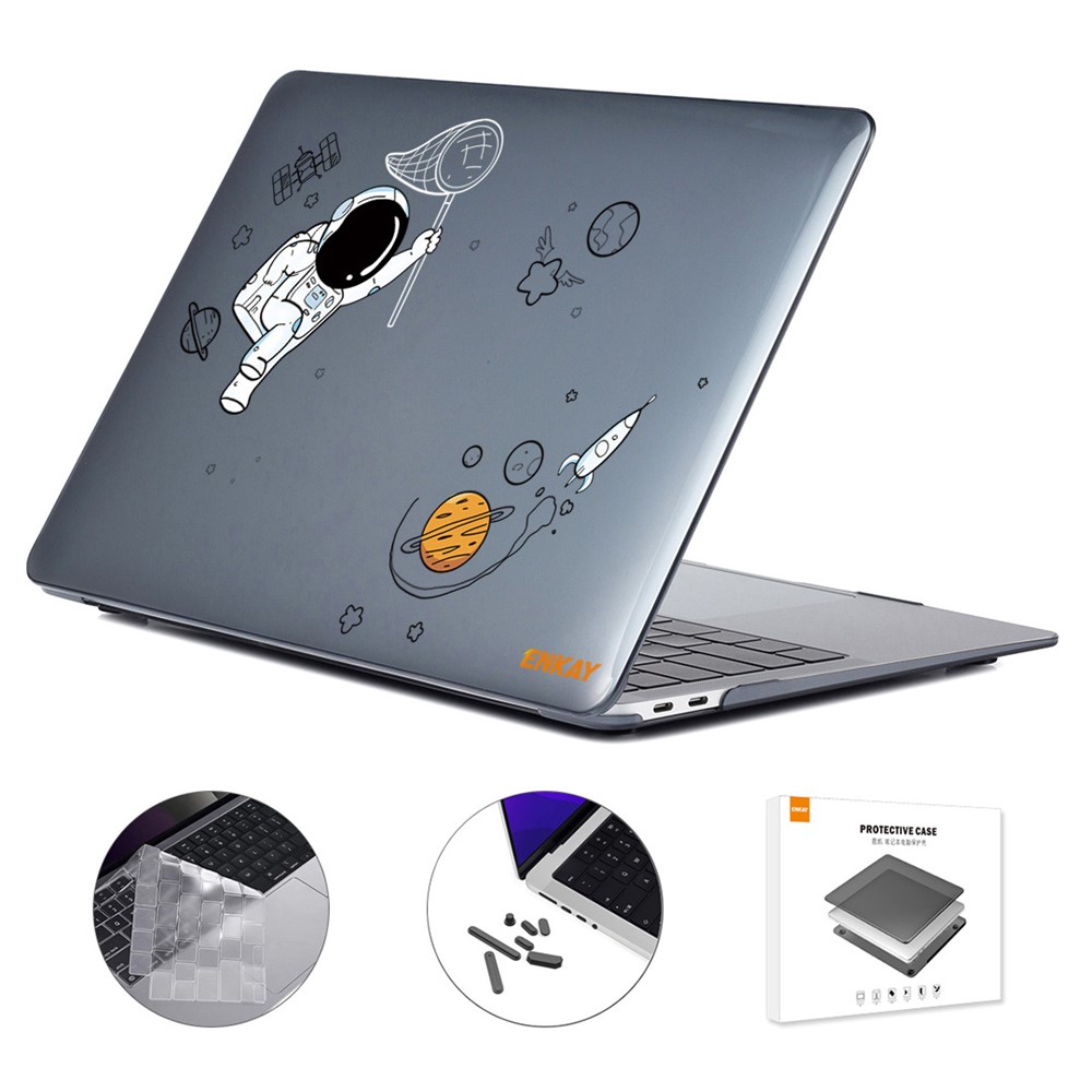 ENKAY HAT PRINCE Laptop Case for MacBook Pro 16 inch (2026) A3429 A3428 / (2025) A3186 A3403 / (2024) A2991 / (2023) A2780 / (2021) A2485 (US Version) Astronaut Pattern Notebook Cover Set - Astronaut No.2