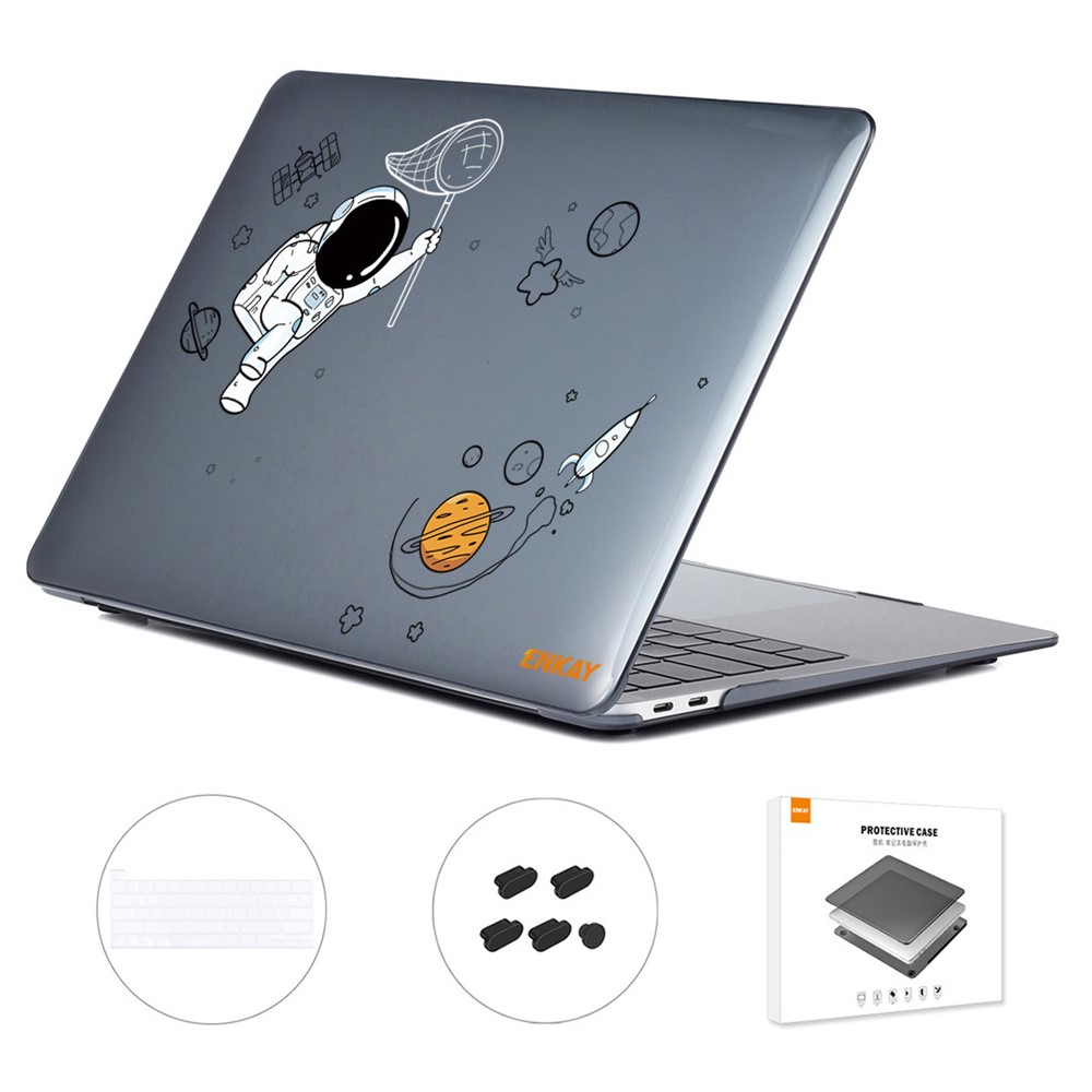 ENKAY HAT PRINCE Anti-Fall Case for MacBook Pro 16 inch (2019) A2141 (US Version) Astronaut Pattern Laptop Protector with TPU Keyboard Film + Dust-Proof Plugs - Astronaut No.2-1