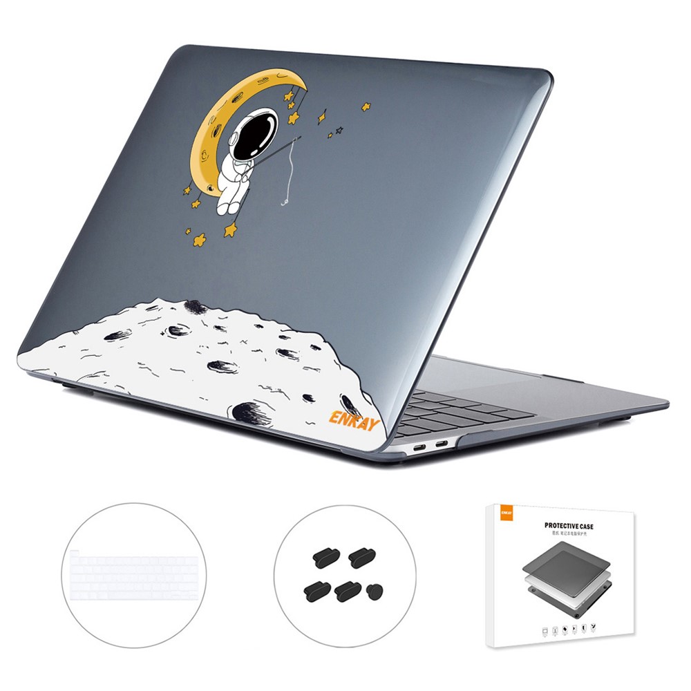 ENKAY HAT PRINCE Anti-Fall Case for MacBook Pro 16 inch (2019) A2141 (US Version) Astronaut Pattern Laptop Protector with TPU Keyboard Film + Dust-Proof Plugs - Astronaut No.3
