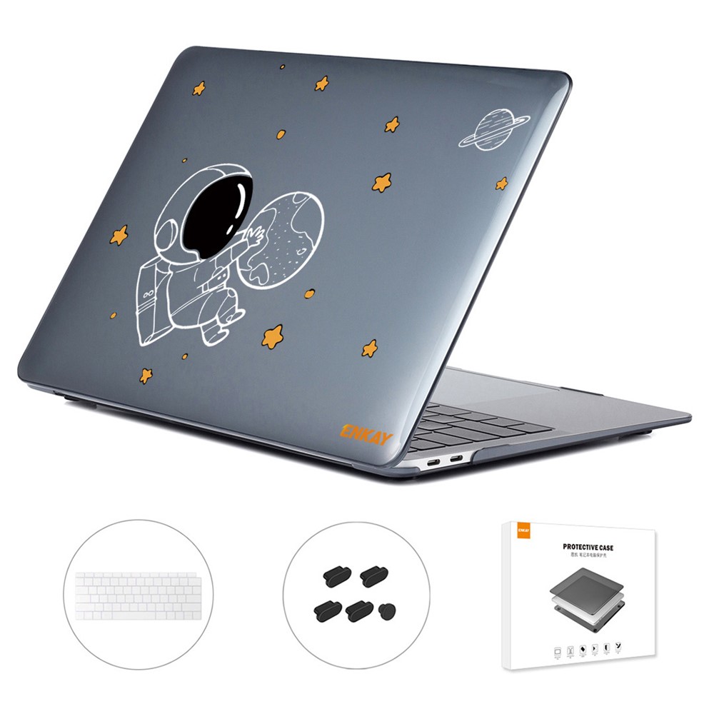 ENKAY HAT PRINCE Astronaut Pattern Shockproof Case for MacBook Air 13 inch (2018) A1932 (US Version) Anti-Scratch Laptop Case with TPU Keyboard Cover + Dust-Proof Plugs - Astronaut No.5