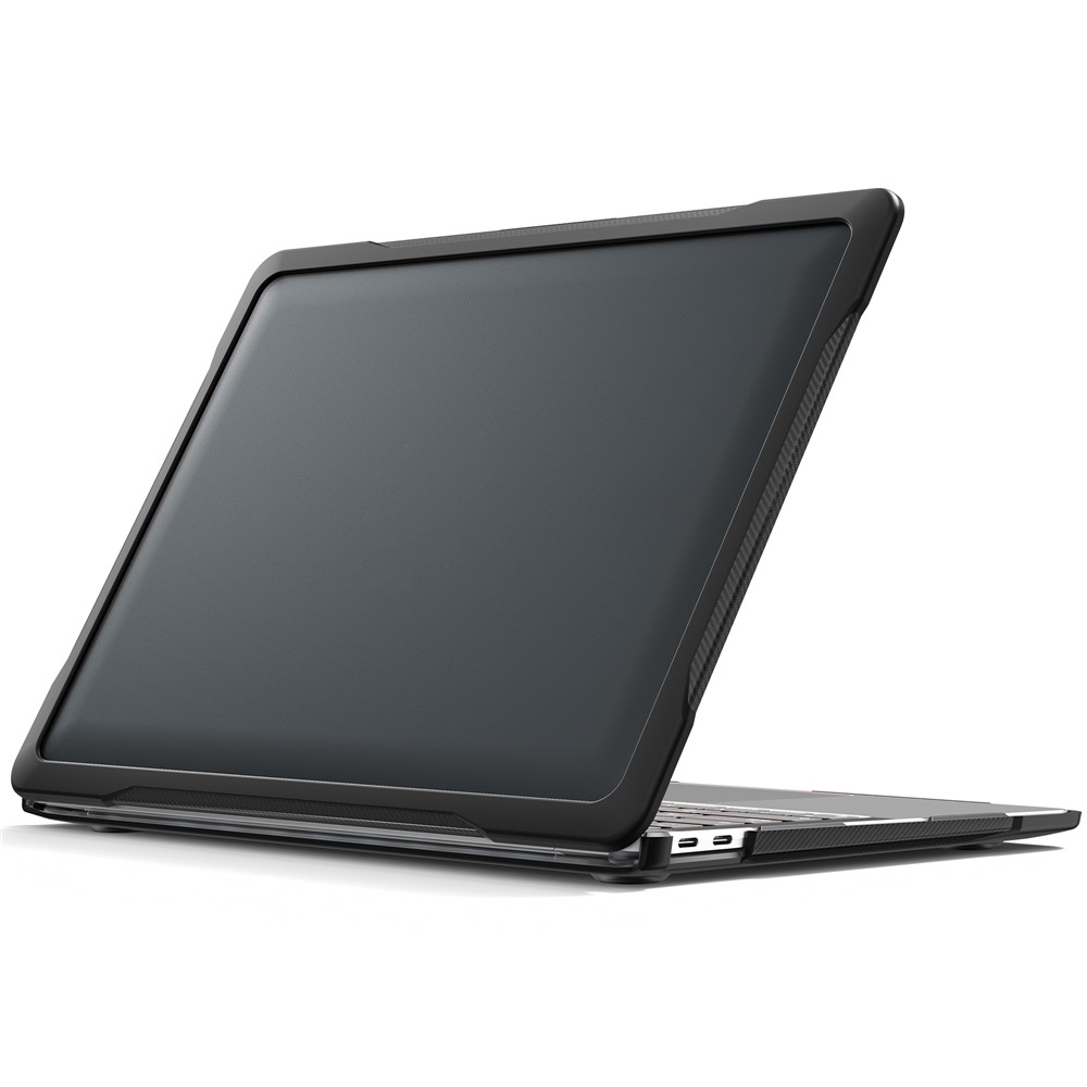 For MacBook Air 13 inch (2018) A1932  /  (2020) A2337 M1 A2179 Shockproof PC+TPU Cover Anti-Drop Laptop Case - Transparent Black