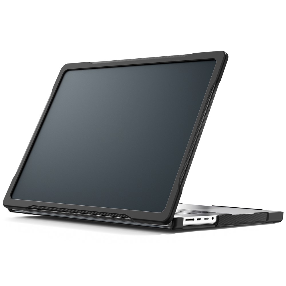 For MacBook Pro 16 inch (2026) A3429 A3428 / (2025) A3186 A3403 / (2024) A2991 / (2023) A2780 / (2021) A2485 PC+TPU Laptop Cover Anti-Drop Shockproof Case - Transparent Black
