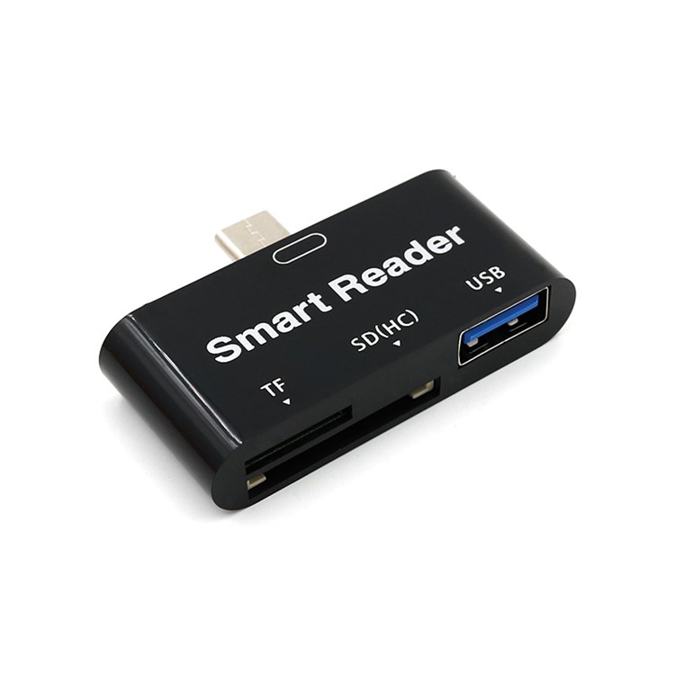 T532 3 en 1 Puerto Tipo-c USB3.0 SD TF Extensor el Adaptador Del Lector Admite la Función OTG Para el Teléfono - Negro-4