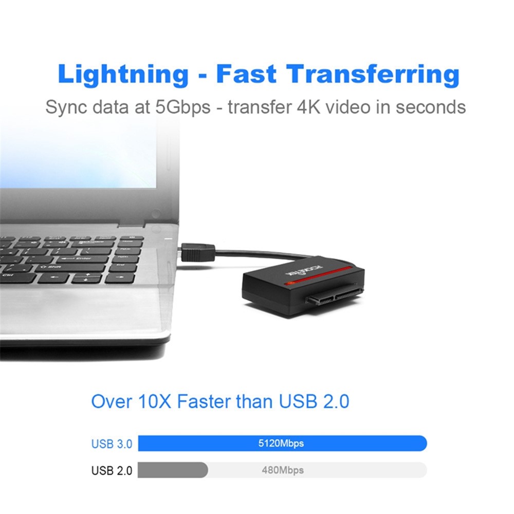 ROCKETEK RT-CFST1 USB 3.0 to SATA Adapter CF Card Reader Support SSD 2.5-Inch HDD Hard Drive Data Transfer-3