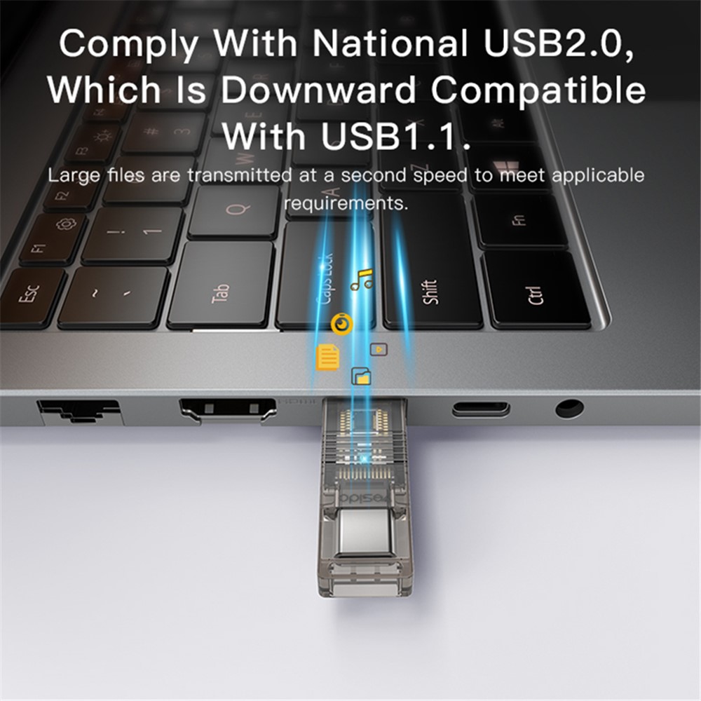 YESIDO GS21 2-in-1 Type-C/USB Plug TF Memory Card Reader Data Transfer Adapter for Laptop Android Phone-4