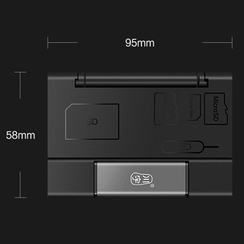KAWAU C350M USB3.0+Type-C Portable Card Reader Support SD / TF Card Reading Cell Phone OTG 5Gbps Card Reader with Storage Box / Eject Pin-12