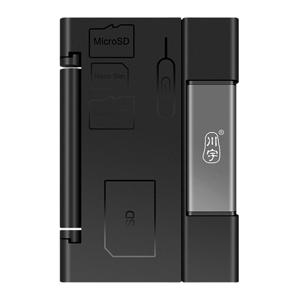 KAWAU C350M USB3.0+Type-C Portable Card Reader Support SD / TF Card Reading Cell Phone OTG 5Gbps Card Reader with Storage Box / Eject Pin-2