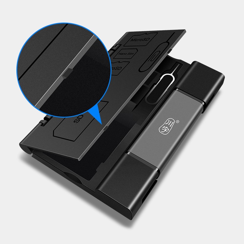 KAWAU C350M USB3.0+Type-C Portable Card Reader Support SD / TF Card Reading Cell Phone OTG 5Gbps Card Reader with Storage Box / Eject Pin-4