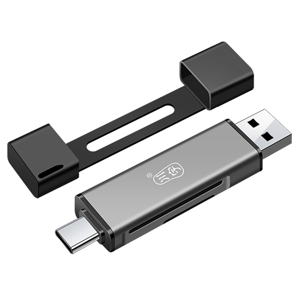 KAWAU C350TDUO Usb3.0+type-c Scheggio Cardatura Portabile Pelle Pelle OTG Supporto Supporto SD / Lettura Della Scheda TF