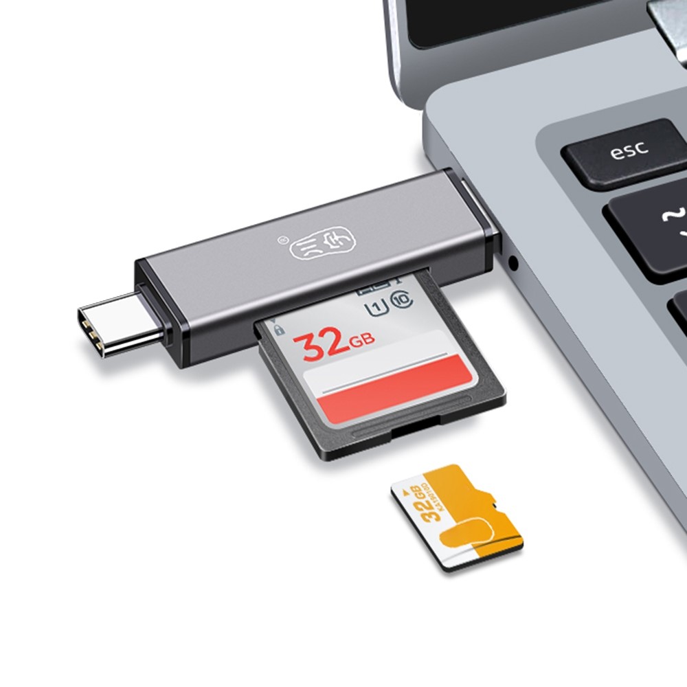 KAWAU C350TDUO USB3.0+Type-C Card Reader Portable Mobile Phone OTG Card Reader Support SD / TF Card Reading-3