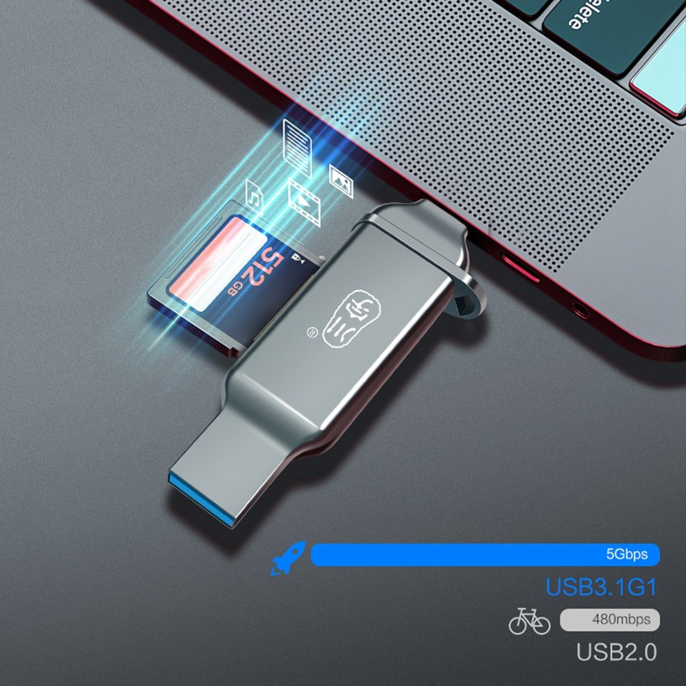 KAWAU C371 USB 3.0+Type C Portable Card Reader for SD TF MicroSD PC / Laptop / Smart Phone / Tablet-6