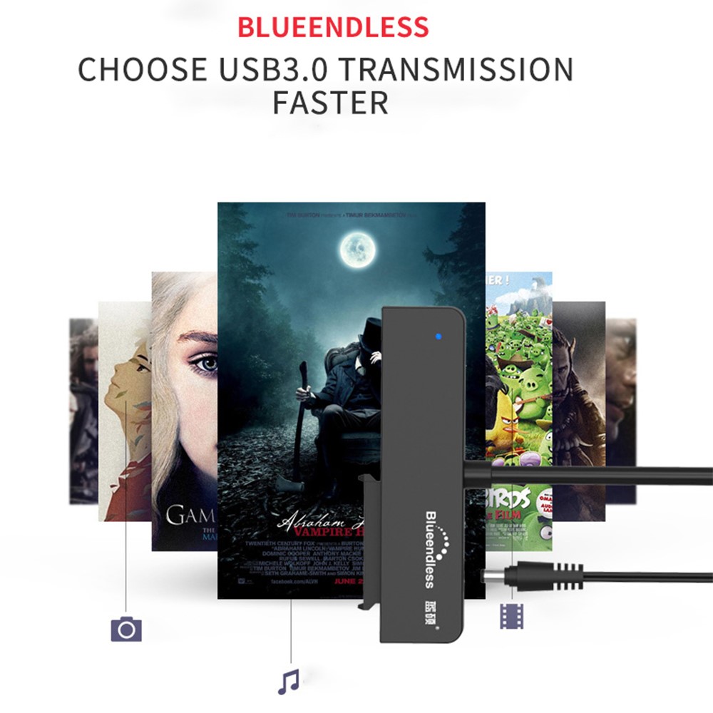 BLUEENDLESS Type-C USB C to 2.5 3.5 SATA Adapter Cable Hard Drive Disk HDD SSD Converter Cable Cord-10