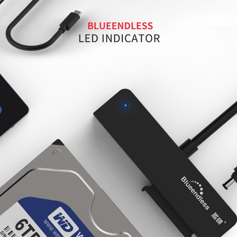 BLUEENDLESS Type-C USB C to 2.5 3.5 SATA Adapter Cable Hard Drive Disk HDD SSD Converter Cable Cord-5