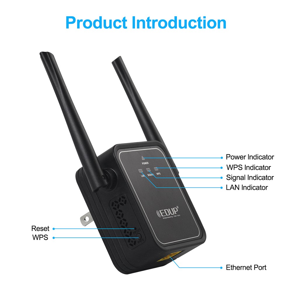 EDUP EP-2950 300Mbps WiFi Extender Repeater Wireless Signal Booster Amplifier - US Plug-3