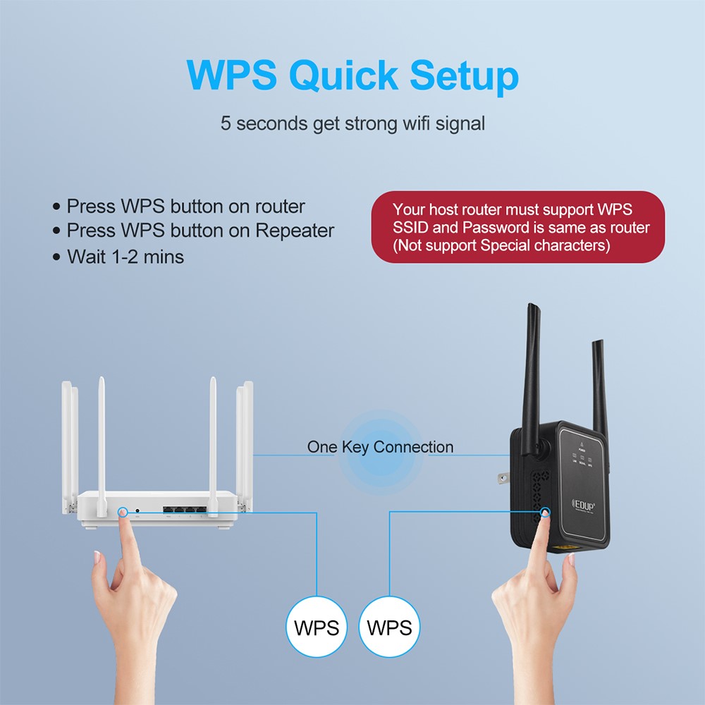 EDUP EP-2950 300Mbps WiFi Extender Repeater Wireless Signal Booster Amplifier - US Plug-5