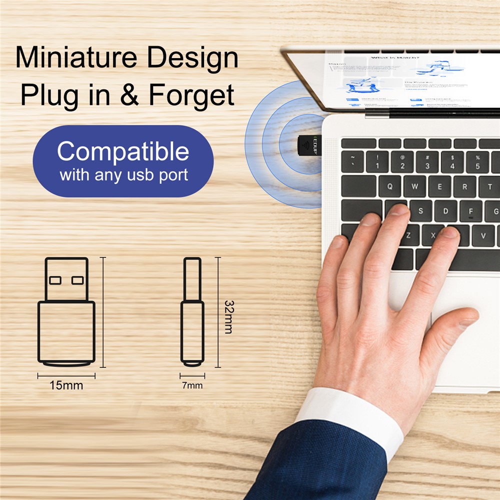 EDUP EP-N8568 150m WiFi Dongle 2.4GHz Bluetooth 4.0 Wireless Network Card Mini USB LAN Adapter - Dark Blue-4