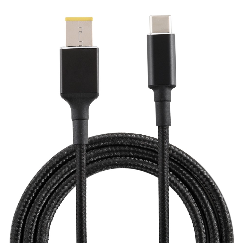 Big Square Male to Type-C Nylon Braided Power Charging Cable for Lenovo Laptop 1.8m-1