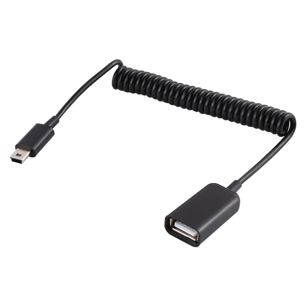 Mini 5 Pin Male to USB Female Notebook Computer Spring Charging Cable-1