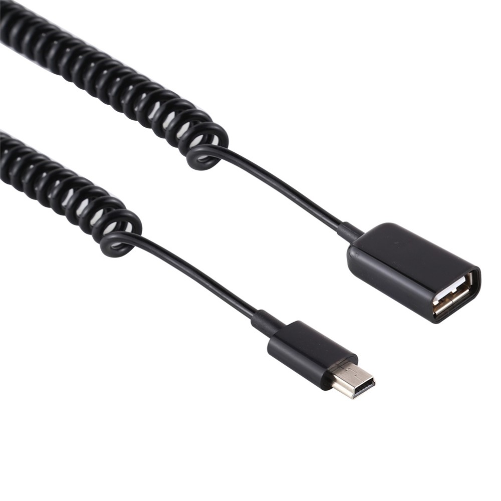 Mini 5 Pin Male to USB Female Notebook Computer Spring Charging Cable-2