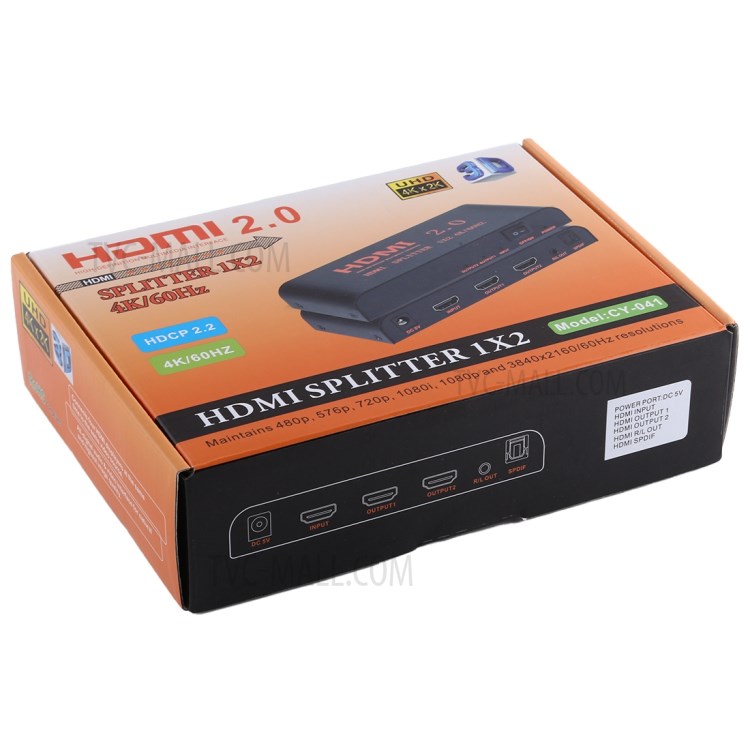 1x2 HDMI 2.0 4K@60Hz Splitter Support HDCP2.2 - EU Plug-9