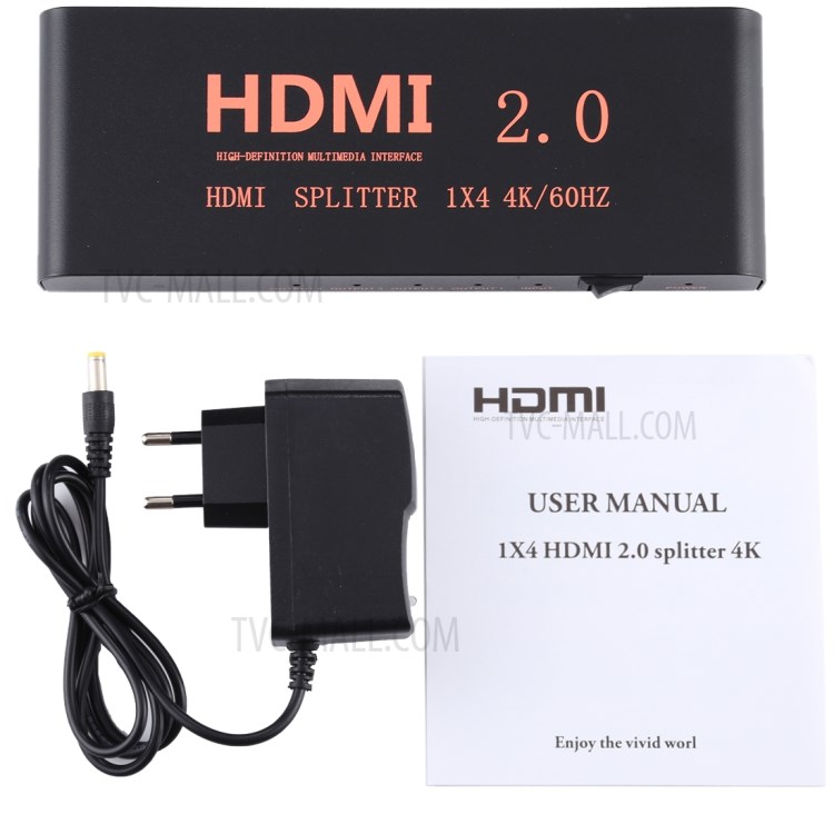 1x4 HDMI 2.0 4K@60Hz Splitter Support HDCP2.2 - EU Plug-6