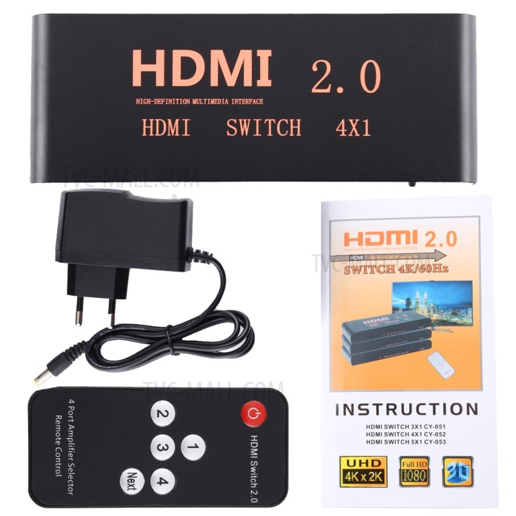 HDMI Switch 4x1 Multi-Viewer Splitter with Remote Control Support 4K/60Hz - EU Plug-6