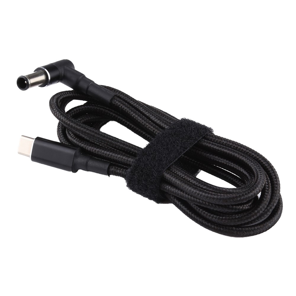 PD 100W 6.0 x 1.4mm Elbow Shape to Type-C Nylon Braided Power Charger Cable-2