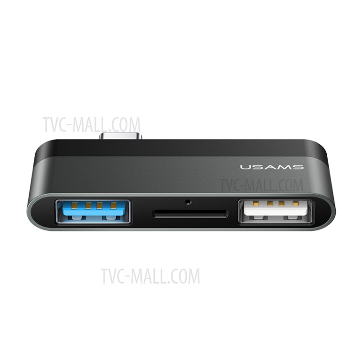 USAMS US-SJ463 Type-C Mini HUB Type-C to 2 USB + TF Card Slot Converter-2