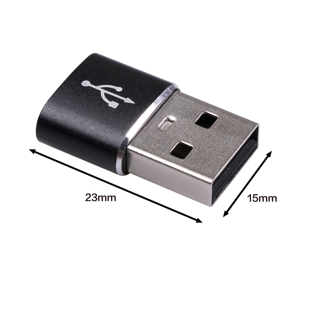 2Pcs USB Male to Type C Female OTG Adapter Converter for Macbook Samsung Huawei - Black-5