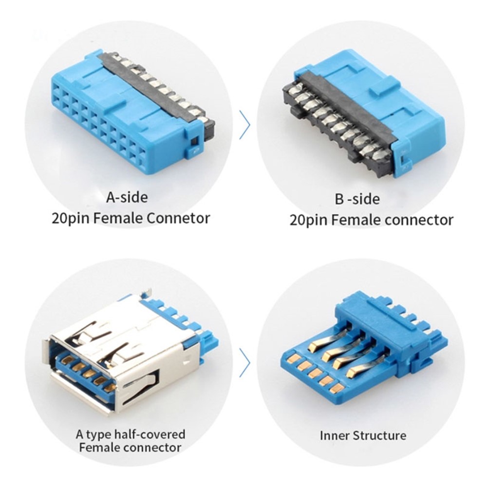 0.5m Male to Female USB 3.0 Motherboard 20 Pin Header Extension Adapter Cable-4