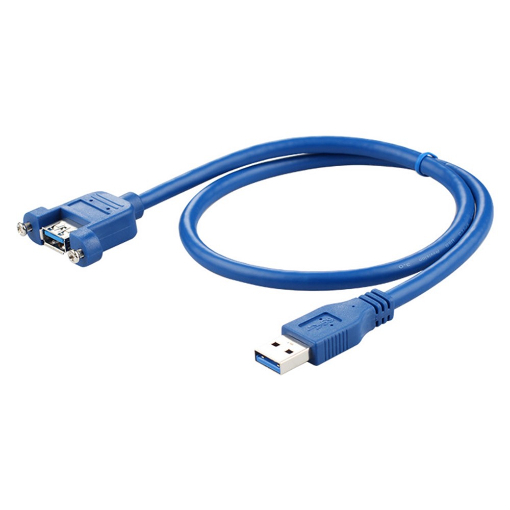 1.5m USB 3.0 Male to Female Extension Cable with Panel Mount Screw Hole Lock Connector Computer Adapter Cable-10