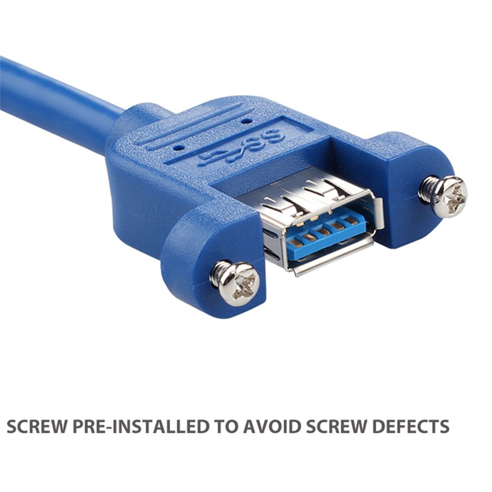 1.5m USB 3.0 Male to Female Extension Cable with Panel Mount Screw Hole Lock Connector Computer Adapter Cable-5