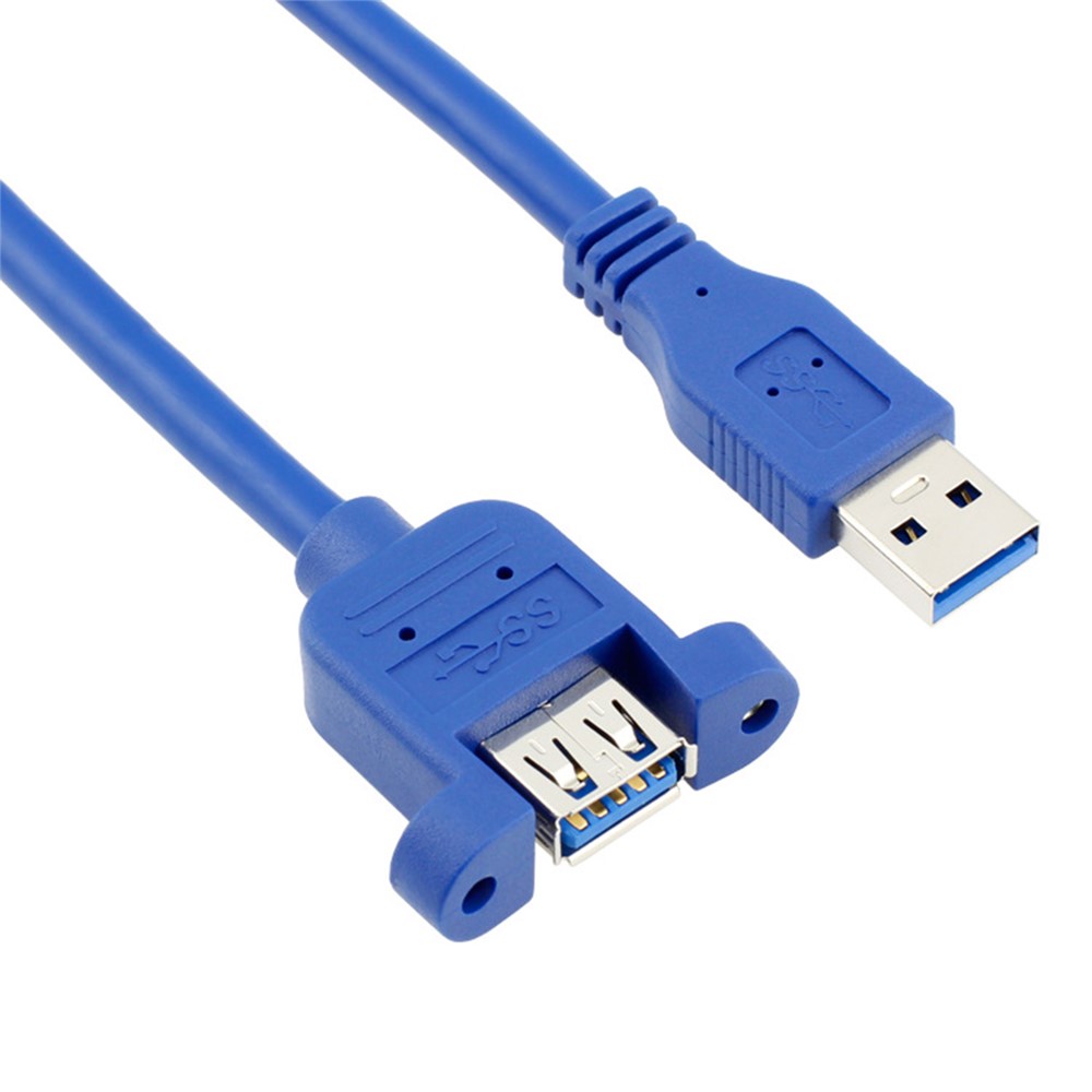 1.5m USB 3.0 Male to Female Extension Cable with Panel Mount Screw Hole Lock Connector Computer Adapter Cable-9