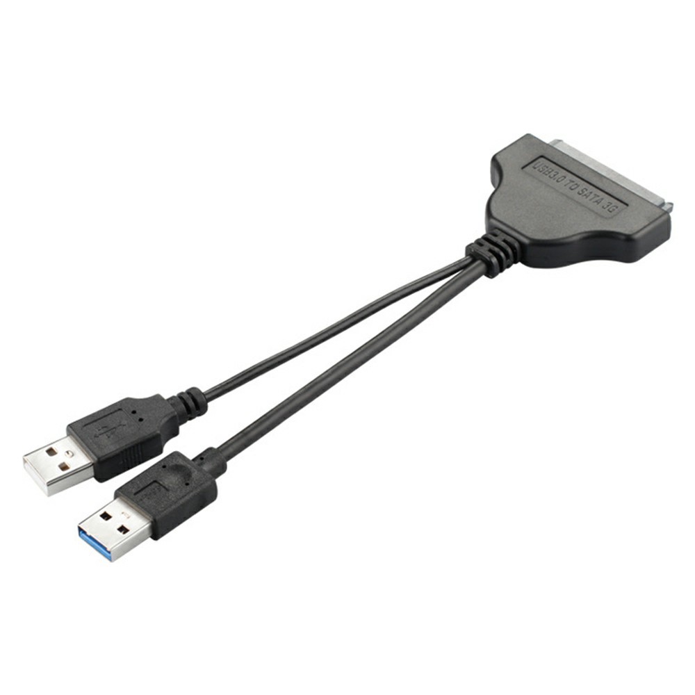 USB3.0+USB2.0 to SATA7+15 Adapter Cable Gold-plated Converter Cord for 2.5-inch HDD SSD (0.15m) - Black-1