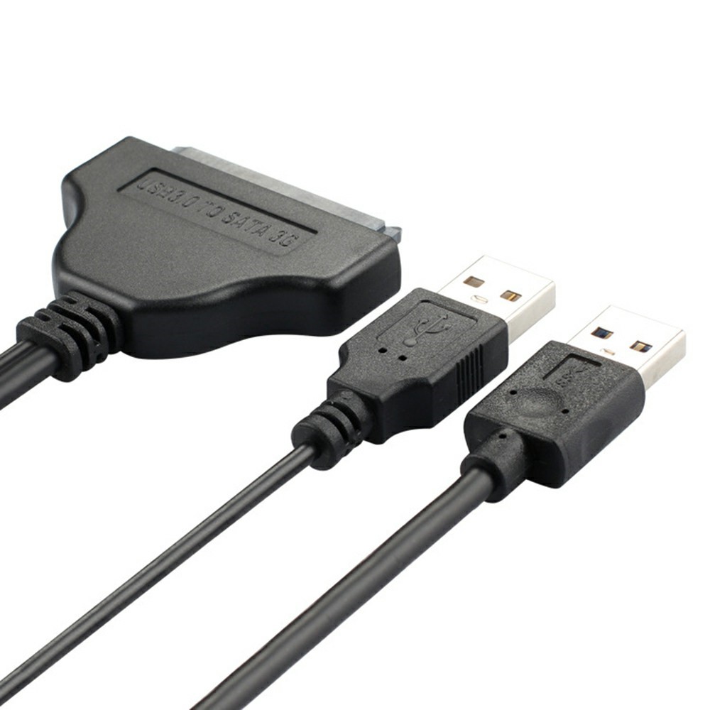 USB3.0+USB2.0 to SATA7+15 Adapter Cable Gold-plated Converter Cord for 2.5-inch HDD SSD (0.15m) - Black-9
