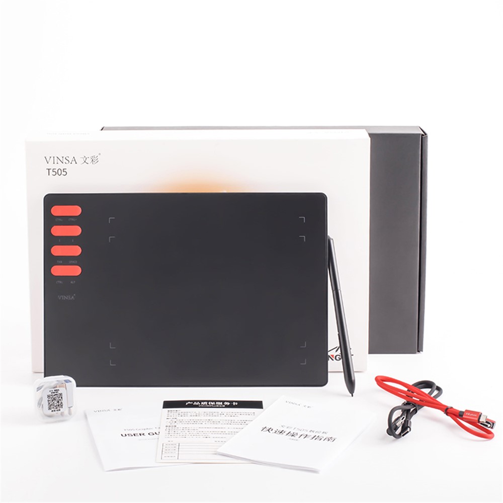 VINSA T505 Electronic Drawing Plate Digital Tablet Hand Drawing Board + Charging Free Pressure Sensitive Pen Refills OTG Adapter with Cable Kit for Mobile Phone Computer Laptop-11