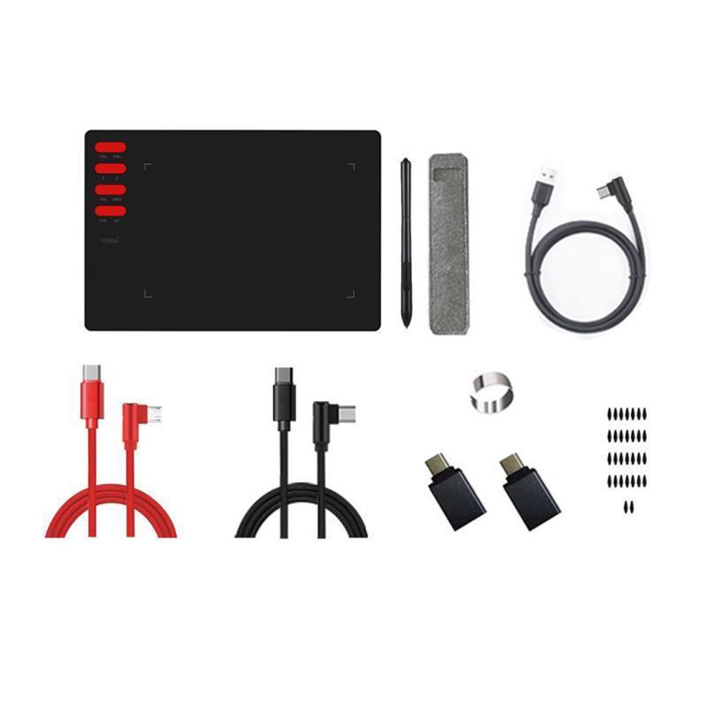 VINSA T505 Electronic Drawing Plate Digital Tablet Hand Drawing Board + Charging Free Pressure Sensitive Pen Refills OTG Adapter with Cable Kit for Mobile Phone Computer Laptop-9