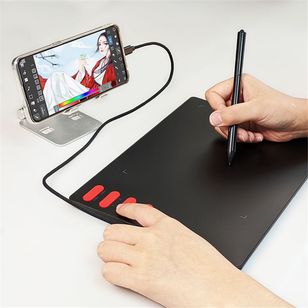 VINSA T505 Electronic Drawing Plate Digital Tablet Hand Drawing Board + Battery Free Pressure Sensitive Pen Refills OTG Adapter with Cable Copy Sticker Kit for Mobile Phone Computer Laptop-7
