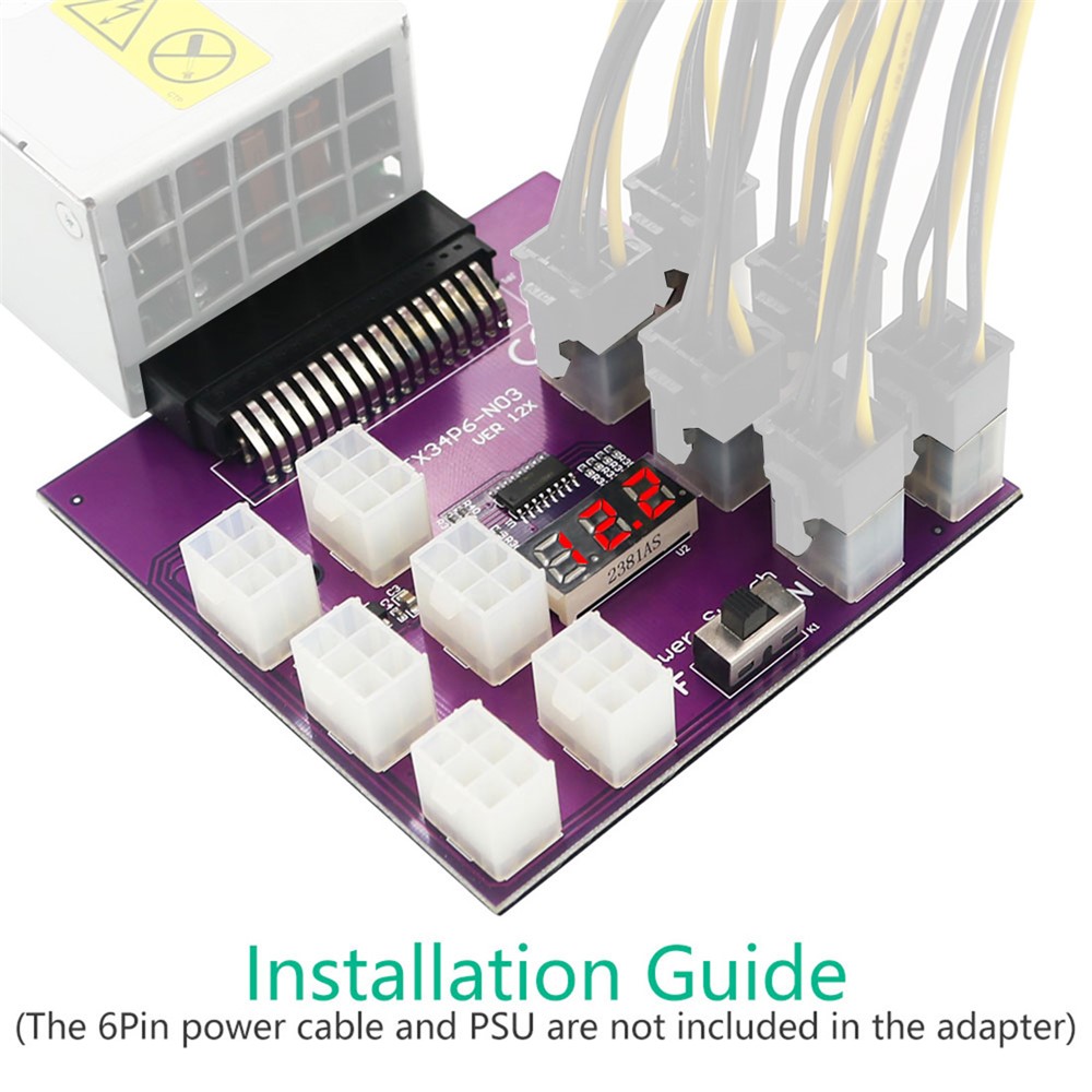 Power Breakout Board Adapter 12-port 12V PSU Server Breakout Board with 12 ATX 6-pin Power Connector/LED Display-5