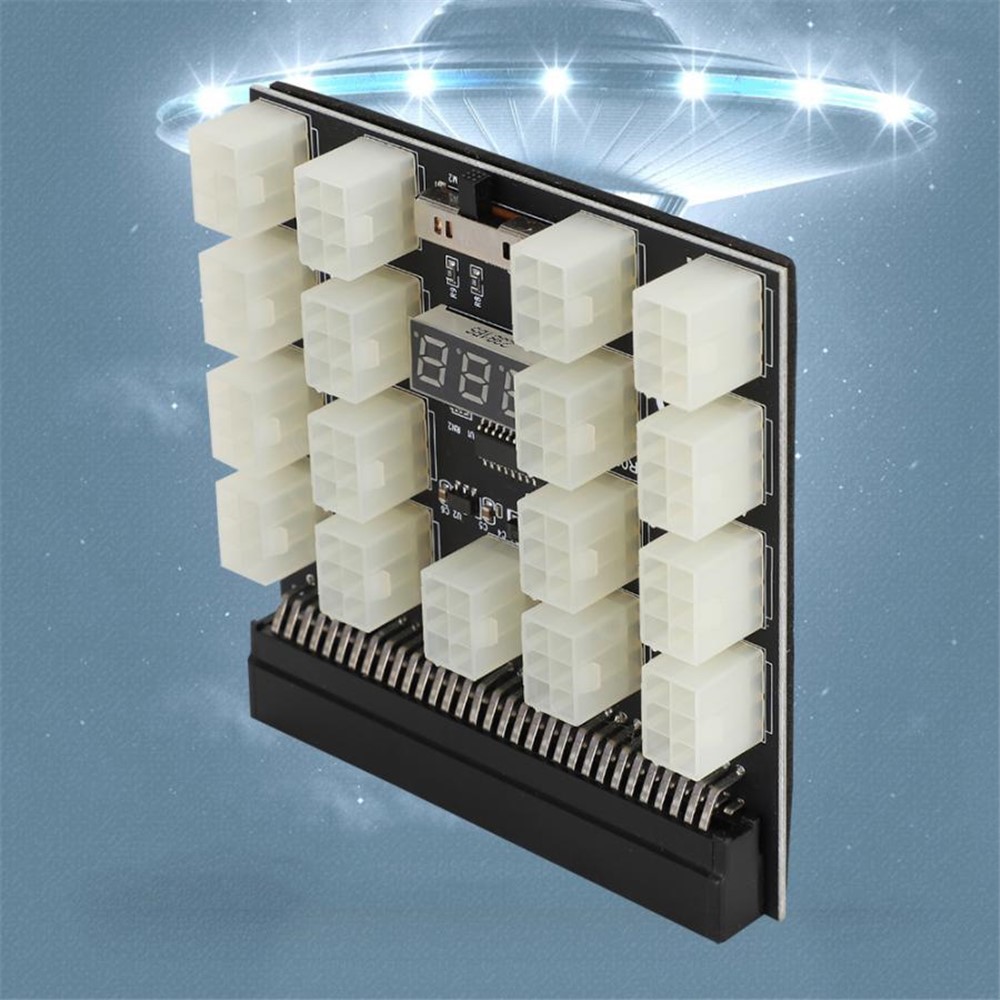 PCI-E 12V 64-pin to 17x6-pin Power Server Board Adapter Breakout Board with LED Display for HP 1200W 750W PSU Server-2