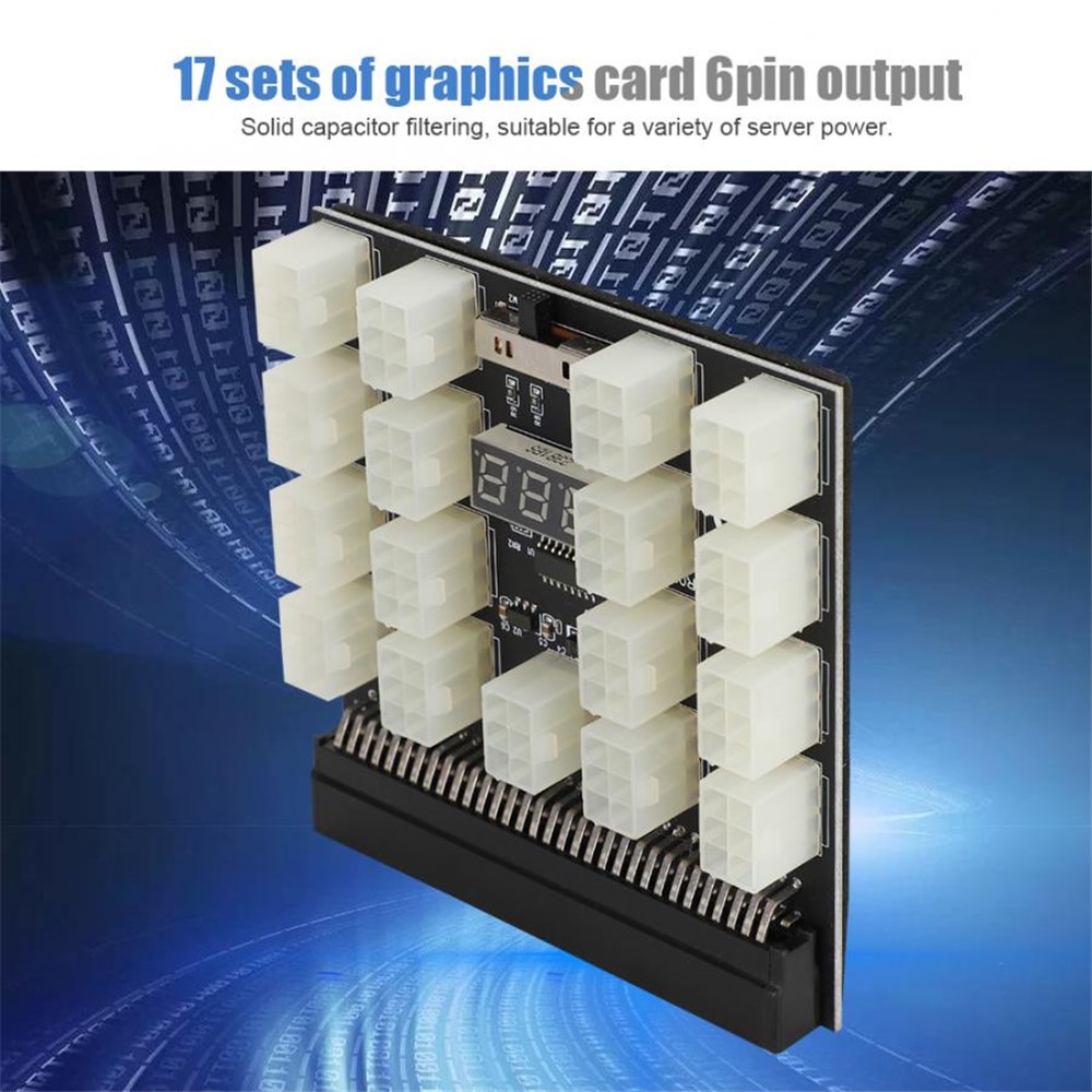 PCI-E 12V 64-pin to 17x6-pin Power Server Board Adapter Breakout Board with LED Display for HP 1200W 750W PSU Server-4