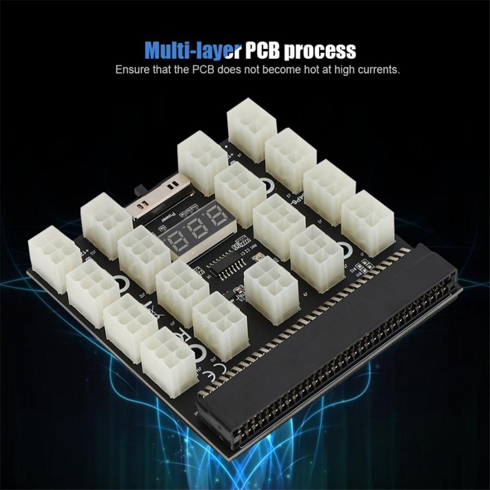 PCI-E 12V 64-pin to 17x6-pin Power Server Board Adapter Breakout Board with LED Display for HP 1200W 750W PSU Server-5