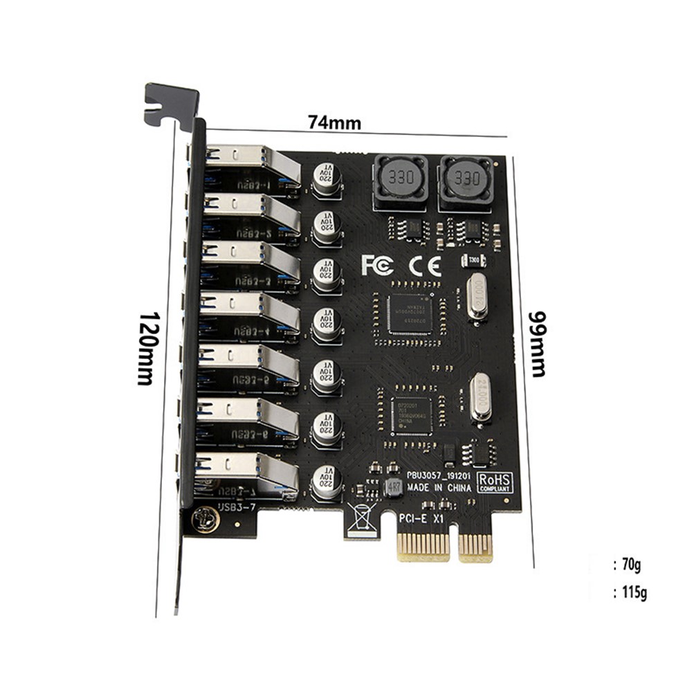 7-port USB 3.0 PCI-E Expansion Card Adapter USB 3.0 Hub External Controller PCI Express Card-9