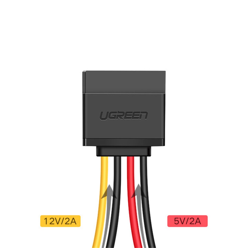 UGREEN 50398 0.2m SATA 4Pin to Dual 15Pin Power Cable Desktop Host Chassis Computer Connection Solid-state Mechanical Hard Drive Wire-2