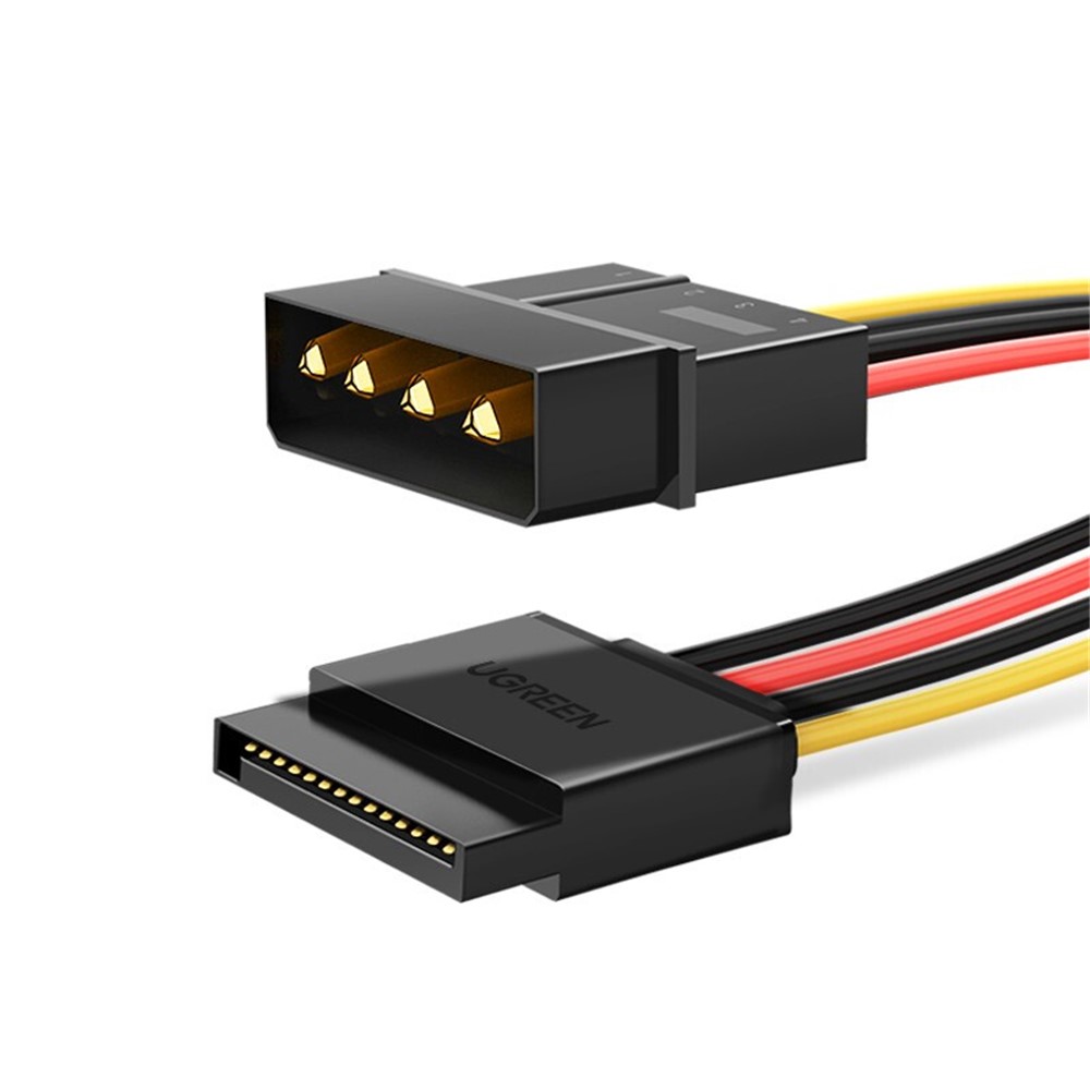 UGREEN 50720 0.2m SATA 15-Pin Female to IDE Large 4-Pin Molex Adapter Cable Hard Drive Power Cord-1